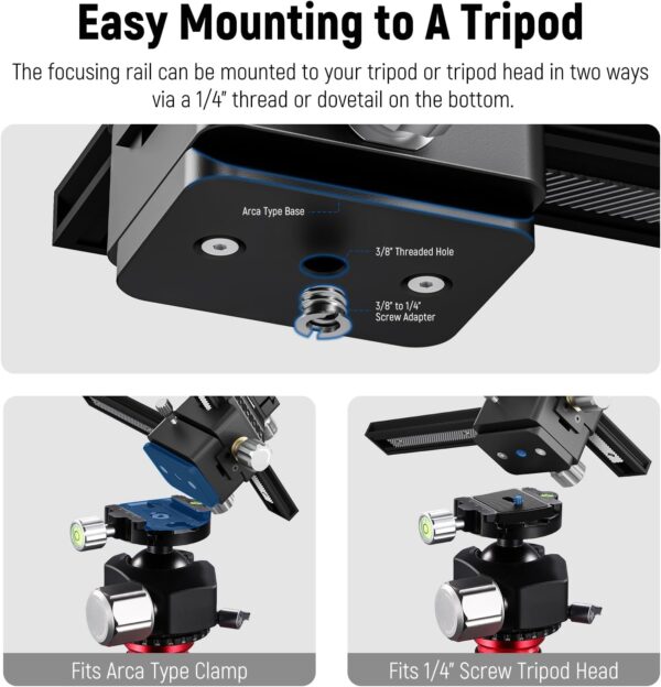 Neewer Pro 4-Way Arca Macro Focusing Focus Rail Slider Close-Up Shooting - Plaza Cameras 14 Neewer Pro 4-Way Arca Macro Focusing Focus Rail Slider Close-Up Shooting - Plaza Cameras