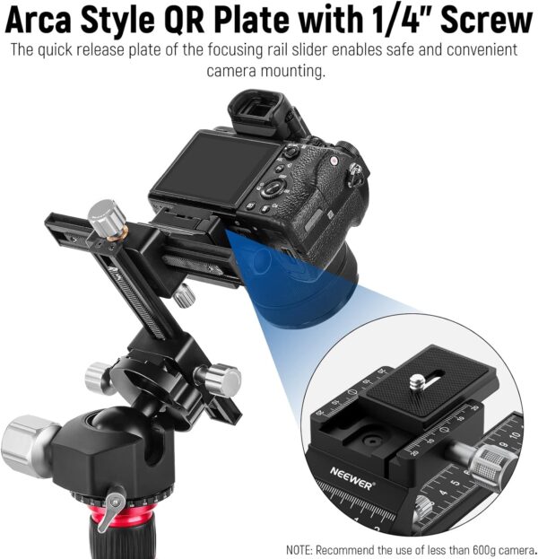 Neewer Pro 4-Way Arca Macro Focusing Focus Rail Slider Close-Up Shooting - Plaza Cameras 15 Neewer Pro 4-Way Arca Macro Focusing Focus Rail Slider Close-Up Shooting - Plaza Cameras