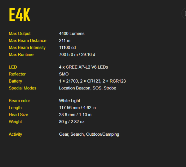 Nitecore E4k Torch FlashLight - Plaza Cameras 3 Nitecore E4k Torch FlashLight - Plaza Cameras