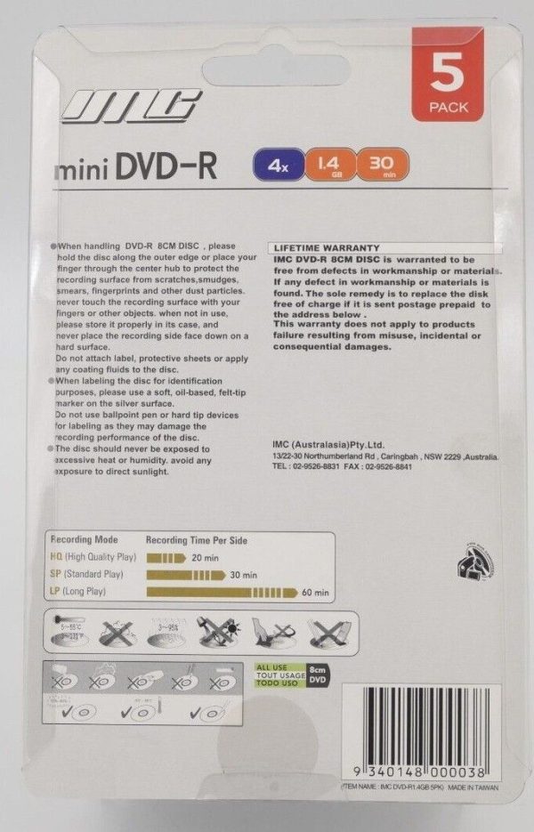 MC Mini DVD-R for Camcorders 5 Pack - Plaza Cameras 2 MC Mini DVD-R for Camcorders 5 Pack - Plaza Cameras 1