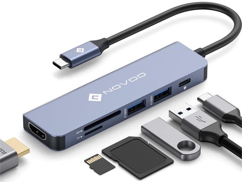 Novoo R6 PD 6-port USB-C hub - Plaza Cameras Novoo R6 PD 6-port USB-C hub - Plaza Cameras