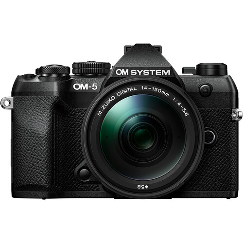 OM SYSTEM OM-5 Mark II Mirrorless Camera with 14-150mm f4-5.6 II Lens (Black) - Plaza Cameras OM SYSTEM OM-5 Mark II Mirrorless Camera with 14-150mm f4-5.6 II Lens (Black) - Plaza Cameras