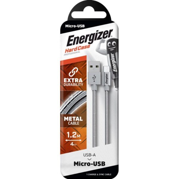 Energizer 1.2m HardCase Metal USBA to MicroUSB Cable - Plaza Cameras Energizer 1.2m HardCase Metal USBA to MicroUSB Cable - Plaza Cameras